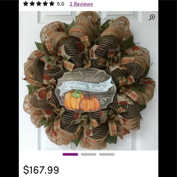 FALL WREATH LEAVES- RUST, DK ORANGES, NATURALS 24” - Picture 7 of 8